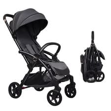 Image of Compact Baby Stroller One-Hand Folding Pushchair W/Adjustable Backrest Footrest