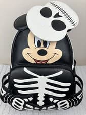 Image of Loungefly Disney Mickey Mouse Skeleton Mini Backpack Rare Glows In Dark New