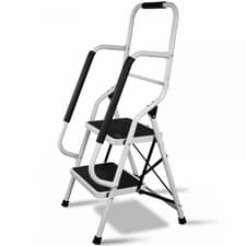 Image of Step Ladder Stool 2 and 3 Folding Grip Non Slip Tread Mat Handrail Home Loft DIY