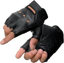 Image of SH216 Milwaukee Leather Men's Black Leather Fingerless Gloves with Padded Palm