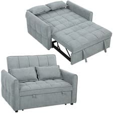 Image of HOMCOM 2 Seater Sofa Bed, 3-in-1 Sleeper Sofa with Adjustable Backrest