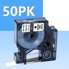 Image of 5PK Black on White 12mm Dymo D1 Label Tape 45013 for Dymo Label Manager 160 280
