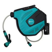 Image of DURHAND 15M Water Hose Reel Compact Garden Car Auto Retract Spray Nozzle