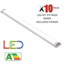 Image of 10 X LED 4FT 1200mm 36W Slimline Batten Tube Light DAYLIGHT White 6500K BULK BUY