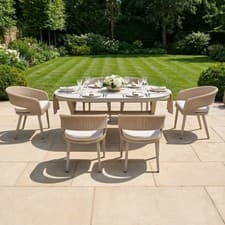Image of 6 Seater Beige Aluminium & Rattan Oval Garden Dining Set FTR242
