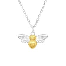 Image of Small Bee 14ct Gold-Plated 925 Sterling Silver Necklace Pendant Chain 45cm / 18"