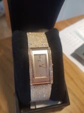 Image of Seksy Ladies Cream Rocks Watch Rose Gold Model 2922 Swarovski Crystal Set BNWOT
