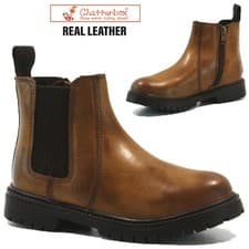 Image of BOYS CHELSEA LEATHER BOOTS BROGUE DEALER SCHOOL ANKLE KIDS INFANTS SHOES SIZE