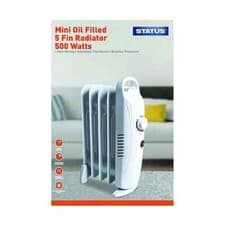 Image of Status 5 Fin Mini Oil Filled Radiator 500w 1 Heat Setting Adjustable Thermostat