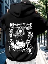 Image of Men's Death Note Anime Hoodie with Iconic Characters (Ryuk, Yagami) - Manga Prin