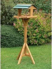 Image of Traditional Wooden Bird Table Garden Birds Feeder Feeding Station Free Standing
