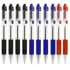 Image of Zebra Z-Grip Retractable Ballpoint Pen Pack of 10 Black, Blue, and Red