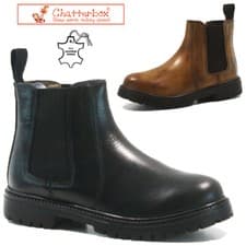 Image of BOYS CHELSEA LEATHER BOOTS BROGUE DEALER SCHOOL ANKLE KIDS INFANTS SHOES SIZE