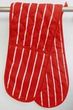 Image of 100% Cotton Red Classic Butchers Stripe Double Oven Glove 91cm Wide