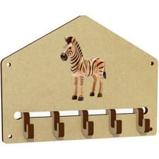 Image of 'Carved Zebra' Wall Mounted Key Hooks / Holder (WH00101194)