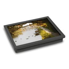 Image of Lake Wooden Soft Padded Cushioned Bag Laptop Lap Tray Dinner Food TV Bed Tray