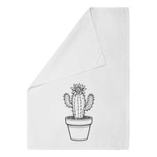 Image of 'Cactus In Pot' Cotton Tea Towel / Dish Cloth (TW047792)