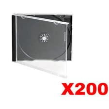 Image of 200 x CD JEWEL CASES COMPLETE WITH BLACK TRAYS / HIGHEST PREMIUM QUALITY