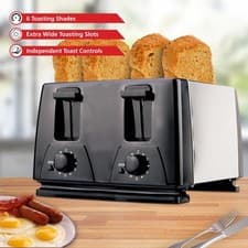 Image of Toaster 4 Slice Variable Browning Defrost Reheat Extra Wide Slot UK