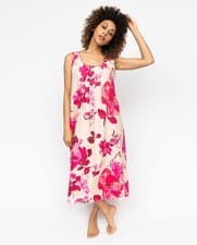 Image of Cyberjammies Nightdress Cotton Modal Women Aria Pink Floral Sleeveless Chemise