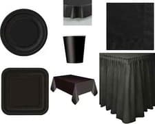 Image of Solid Colour Party Plates Napkins Tablecovers Tableskirts Cups 17 colours+ Clear