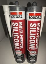 Image of 2X SOUDAL MULTI-PURPOSE SILICONE MOULD RESISTANT ACETOXY SEALANT Brilliant White