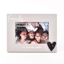 Image of Grey Wooden Photo Frame with 3D Heart - 6x4 - Family