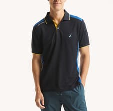 Image of NWT Nautica Men's Navtech Soft-Touch Classic Fit Moist-Wicking Tipping Polo Navy
