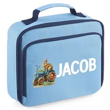 Image of Personalised Tractor Lunch Bag Bunny Back to School Boy To Boys Girls Farms