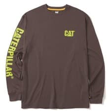 Image of Caterpillar Trademark Banner Mens Long Sleeve T-Shirt Casual Comfort Grey