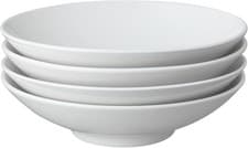 Image of Denby White Porcelain Pasta Bowls Set of 4 - Dishwasher Microwave Safe Classic
