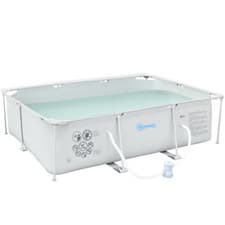 Image of Steel Frame Pool Set 292x190x75cm Filter Pump Rust Resistant Grey
