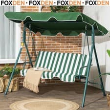 Image of 3-Seat Swing Chair Garden Swing Seat with Adjustable Canopy for Patio, Green