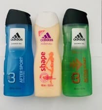 Image of 2 x 400ml ADIDAS BODY HAIR & FACE SHOWER GEL ACTIVE START & AFTER SPORT