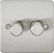 Image of Knightsbridge Flat Plate Brushed 2 Gang 2 Way 5-150W LED Trailing Edge Dimmer