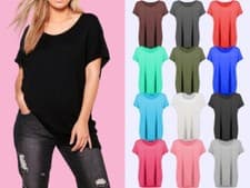 Image of LADIES WOMANS PLAIN OFF SHOULDER BATWING SLEEVE BARDOT BAGGY T-SHIRT TEE TOP
