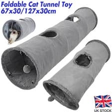 Image of Long Cat Play Tunnel w/ Interactive Ball & Hole Collapsible Suede Crinkle Tube