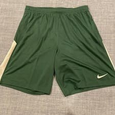 Image of Nike Dri-FIT Slim Fit Soccer Training Shorts Mens Green Cream Mesh Side Panels