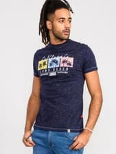Image of D555 Big Mens Navy Printed T-Shirt California Long Beach Plus 2XL-6XL (601310)