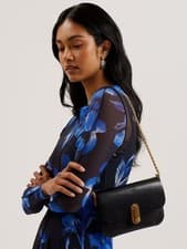 Image of Ted Baker Kkaysa Polished Leather Twist-Lock Small Cross Body Bag - Black