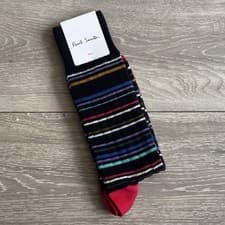 Image of Paul Smith Signature Stripe Thick Bobby Chunky Cotton Socks Mens Made In Italy