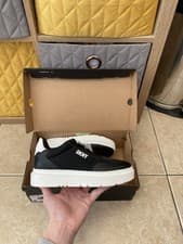 Image of DKNY Midland Lace Up Trainers Shoes Black White BNIB Size 5uk Women’s 38eu