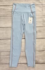 Image of NIKE YOGA LUXE NWT Womens Medium Blue Multi Stripe High Rise 7/8 Length Leggings