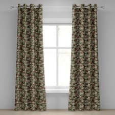 Image of Camo 2-Panels Eyelet Curtains Pattern in Forest Colors
