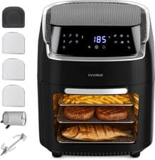 Image of Innoteck 12L Digital Air Fryer Oven – 1800W Rotisserie, 8 Presets, Black/Silver