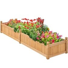 Image of Wooden Raised Garden Bed Rectangular Garden Planter Box for Yard, Light Brown
