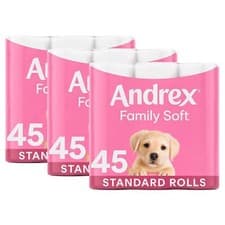 Image of Andrex Toilet Rolls x135 Gentle Clean Fragrance-Free 2 Ply Toilet Paper Rolls