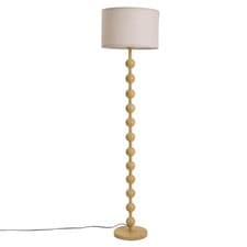 Image of Elegant Tall Floor Lamp Metal Base Standard Free Standing Light Fabric Lampshade