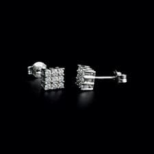 Image of 18ct White Gold Square Shaped Diamond Cluster Stud Earrings (0.50ct)