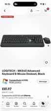 Image of Logitech MK540 Wireless Keyboard and Mouse Set Advanced